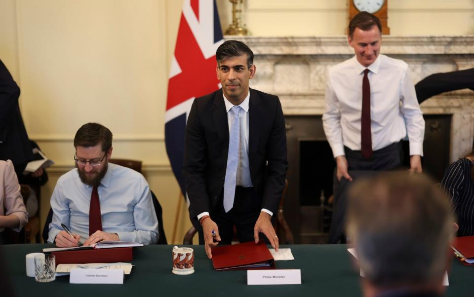 Rishi Sunak pictured during a Cabinet meeting in Downing Street