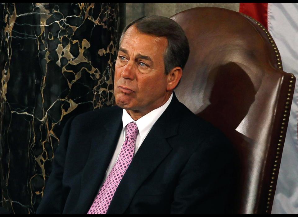 Speaker of the House John Boehner (R-Ohio) seems to fight back tears while listening to Australian Prime Minister Julia Gillard address a joint meeting of the U.S. Congress from the floor of the House of Representatives at the U.S. Capitol March 9, 2011 in Washington, DC. Gillard emphasized the long and strong bond between her country and the United States. 