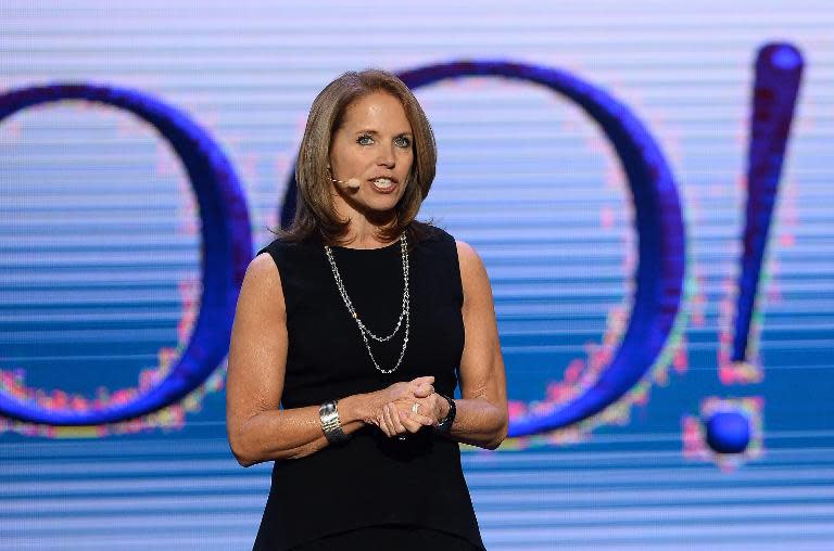 Journalist Katie Couric speaks during a keynote address by Yahoo! President and CEO Marissa Mayer at the 2014 International CES on January 7, 2014 in Las Vegas, Nevada