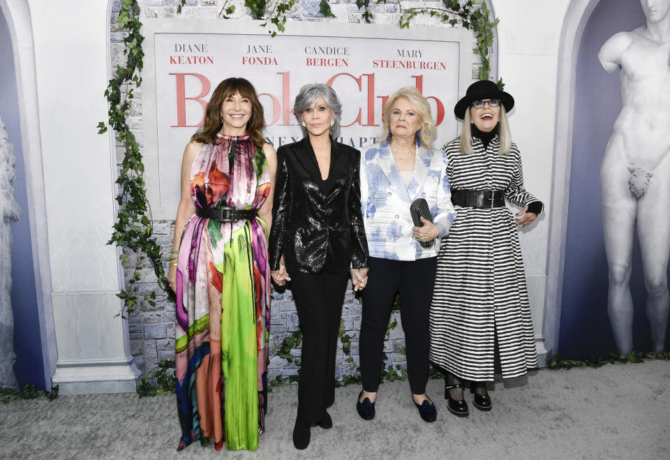 Mary Steenburgen, left, Jane Fonda, Candice Bergen and Diane Keaton attend the premiere of "Book Club: The Next Chapter" at AMC Lincoln Square on Monday, May 8, 2023, in New York. (Photo by Evan Agostini/Invision/AP)