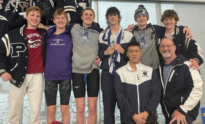 Pittsford placed second as a team at the NYSPHSAA Boys Swimming and Diving Championships on Saturday, March 3, 2023, at Ithaca College. The Panthers' 200 medley relay won a state title and the 400 free relay broke the Section V record.