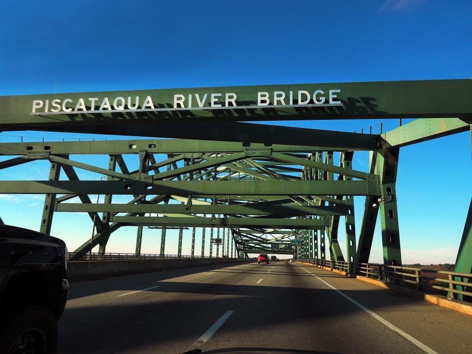 The high-level Piscataqua River Bridge connects Portsmouth and Kittery on Interstate 95.