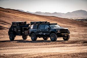 This week's Michigan International Auto Show will feature Gentex's heavily modified, overland-Themed Chevrolet Silverado Trail Boss and companion Vorsheer XOC (Extreme Overland Camper).