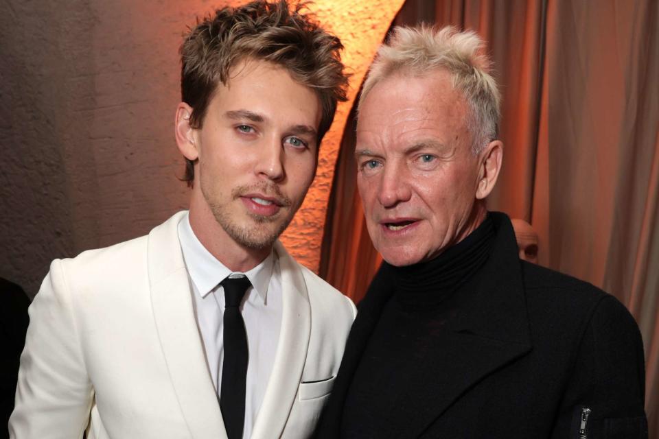 <p>Eric Charbonneau/Getty Images</p> Austin Butler and Sting on Feb. 25, 2024