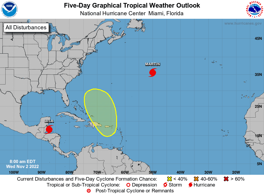 Tropical conditions 11 a.m. Nov. 2, 2022.