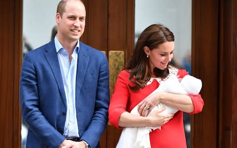 The Duke and Duchess of Cambridge outside the hospital today with their newborn - Credit: Tim Rooke/Rex/Shutterstock