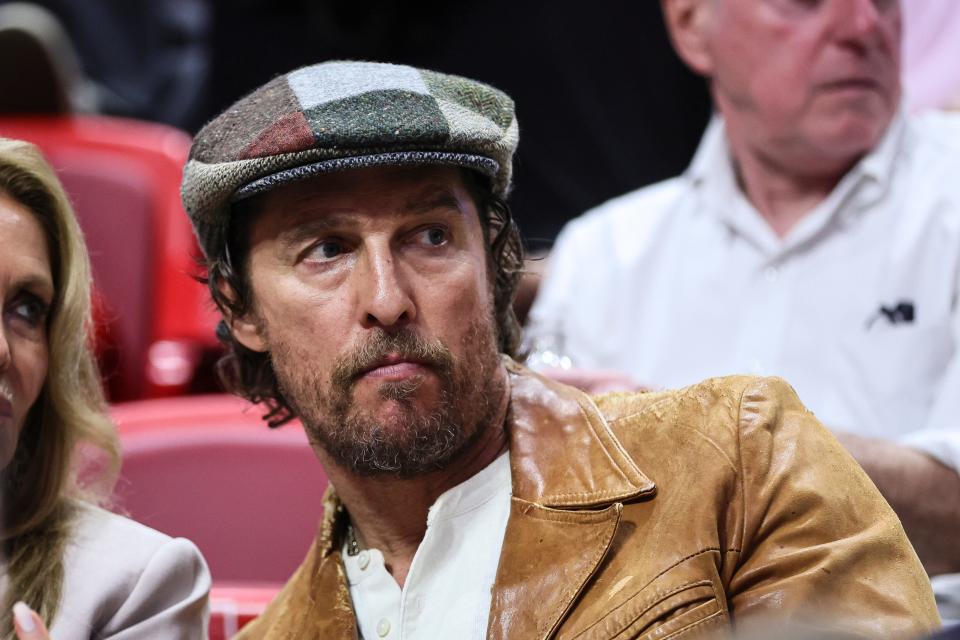 January 12, 2024: American actor Matthew McConaughey attends the game between the Miami Heat and the Orlando Magic at Kaseya Center.