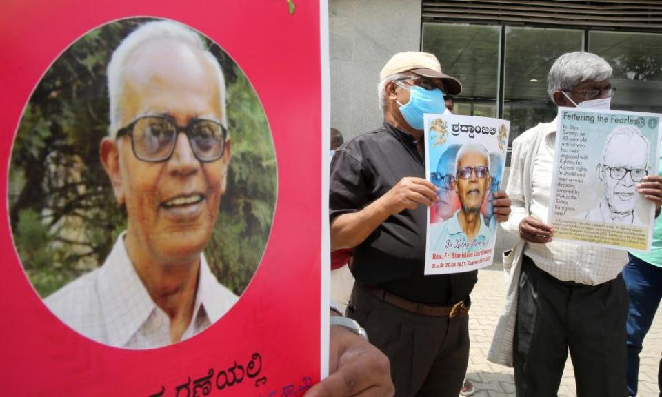 A silent protest for Father Stan Swamy in Bangalore.