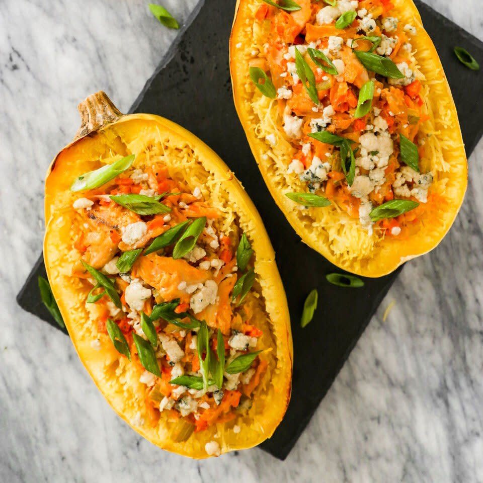 Buffalo Chicken Stuffed Spaghetti Squash