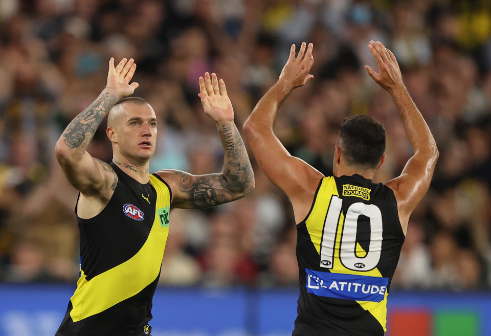 Dustin Martin, pictured here in action for Richmond against Carlton.