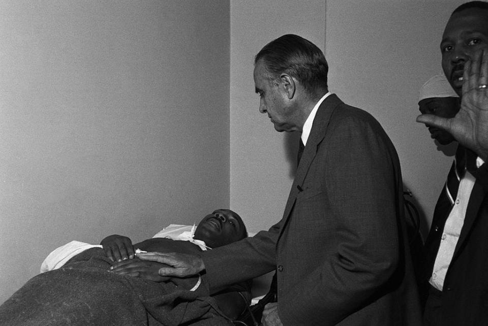 Governor Averell Harriman visiting MLK in Harlem Hospital