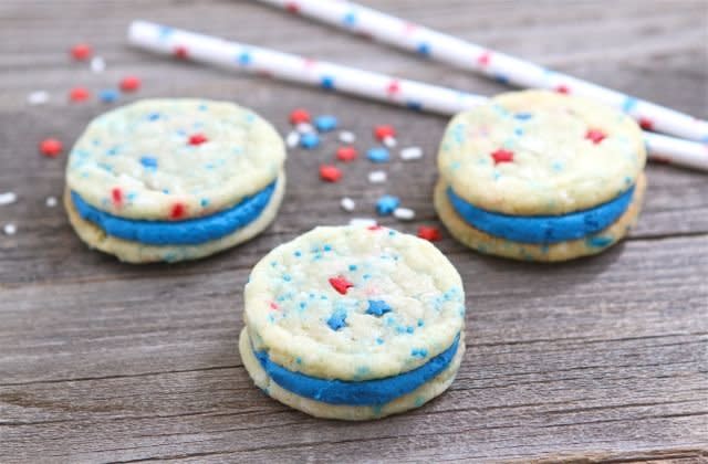 <strong>Get the <a href="http://www.twopeasandtheirpod.com/red-white-blue-funfetti-sandwich-cookies/" target="_blank">Red, White and Blue Funfetti Sandwich Cookies recipe</a> from Two Peas and their Pod</strong>