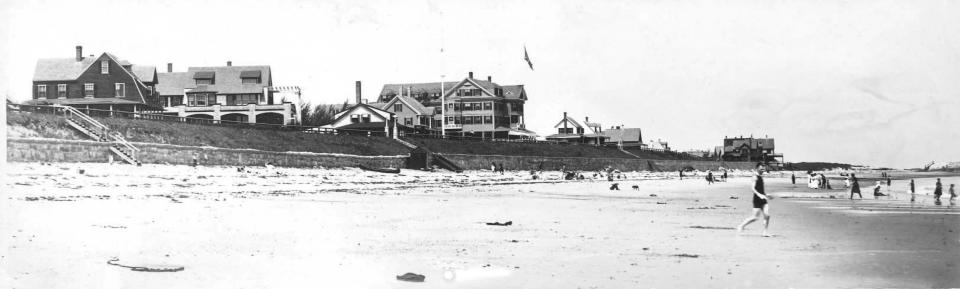 A view of the Cliff Hotel in Scituate from the beach, circa 1930.