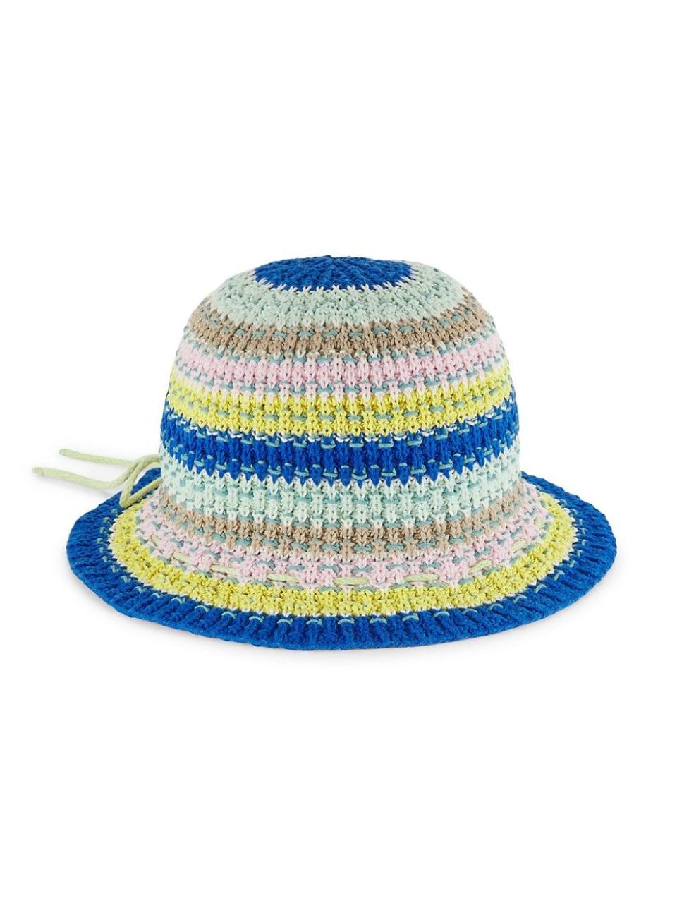 Multicolor Striped Knit Cotton Hat
