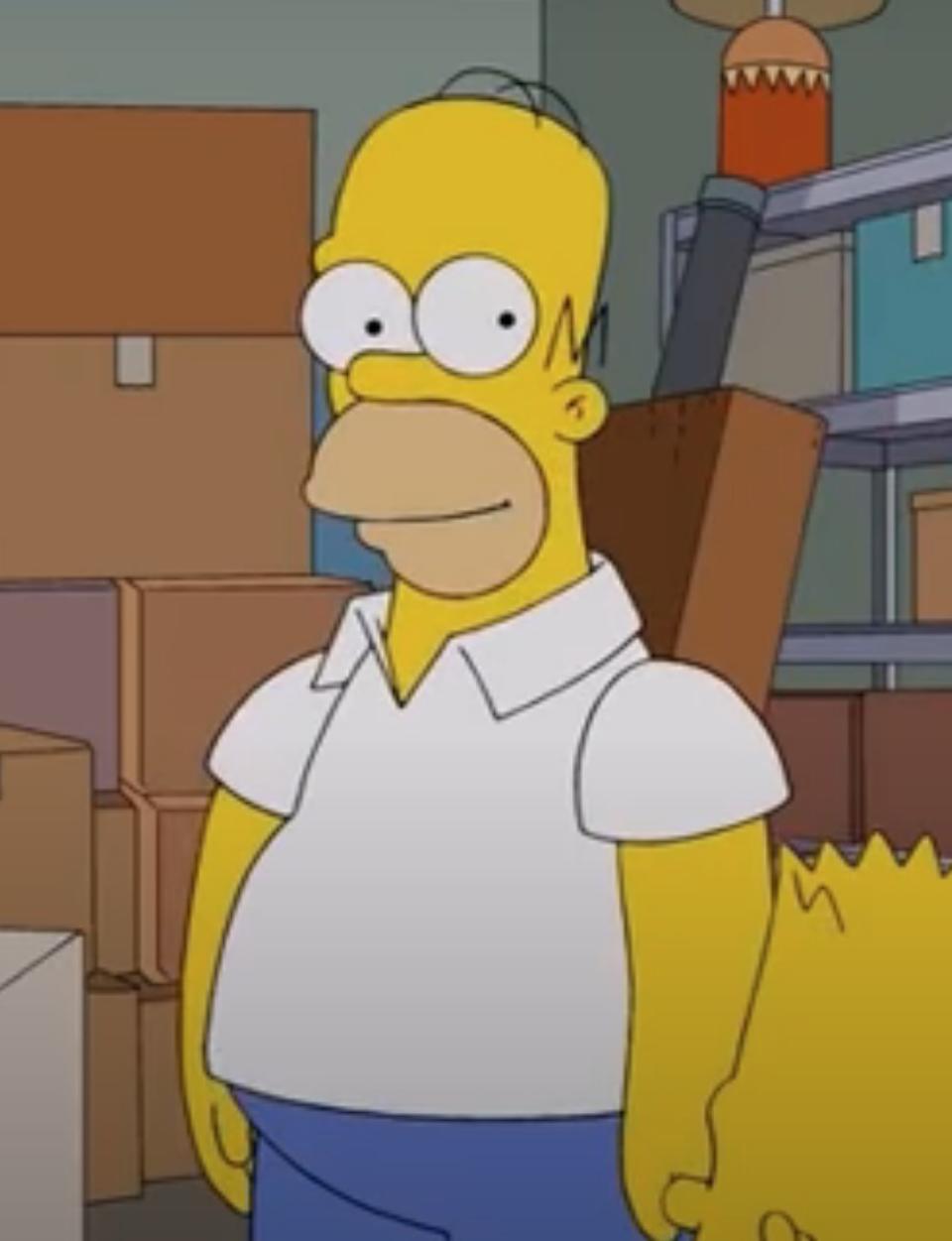 Homer Simpson goes through a storage unit with his family members