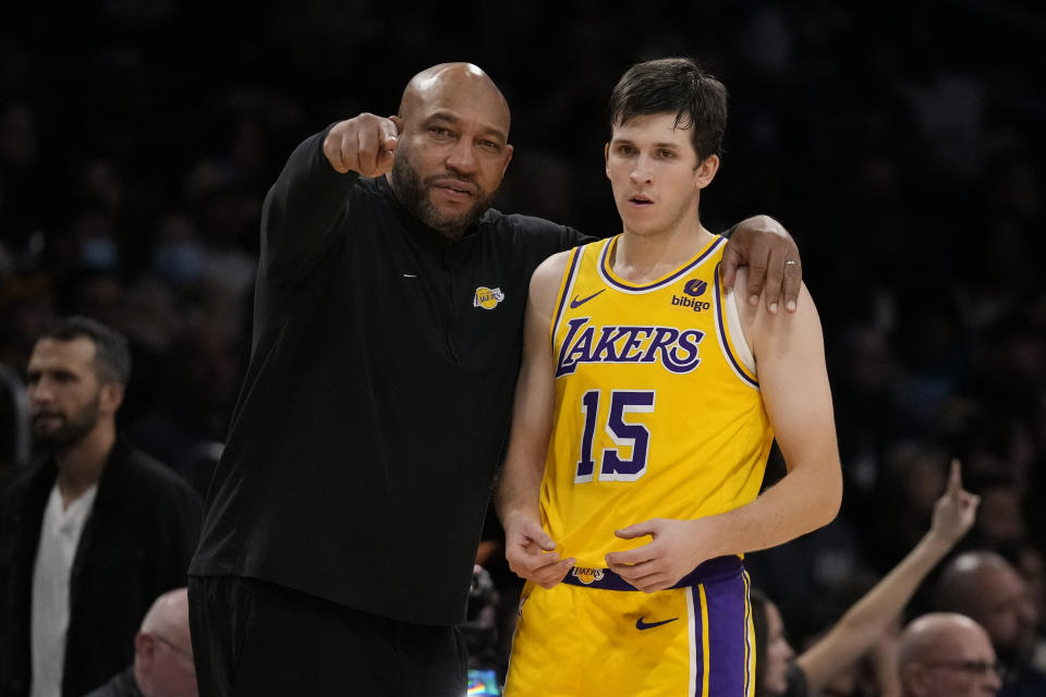 Austin Reaves is the Lakers' third-leading scorer with 15.3 points per game. (AP Photo/Ashley Landis)