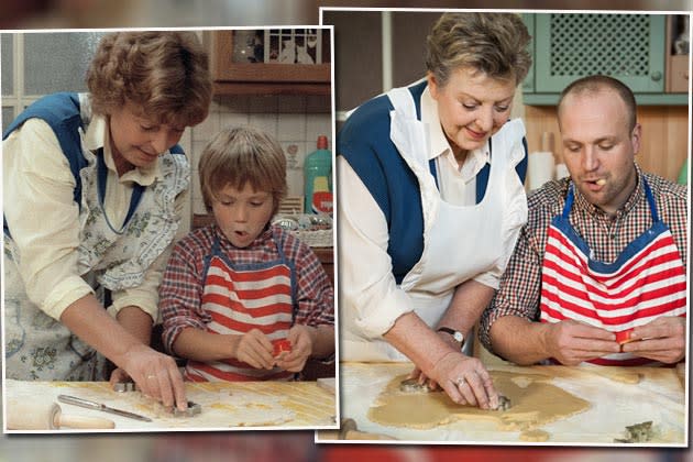 Damals (l.) und heute: Mutter Beimer und Klausi haben sich kaum verändert (Bild: WDR / Steven Mahner)