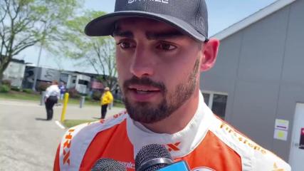 Indianapolis 500 rookie Rinus VeeKay speaks after crashing out on Lap 39