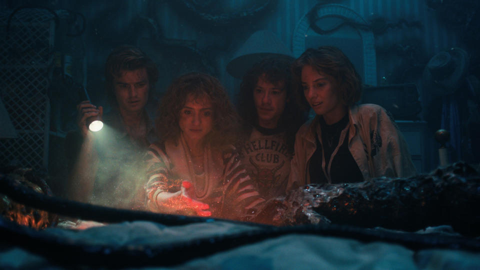 Stranger Things Steve, Nancy, Robin, and Eddie in the Upside Down