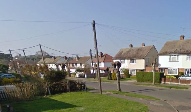 The attack happened outside the off-duty officer's home on Church Road, Rayleigh (Google Street View)