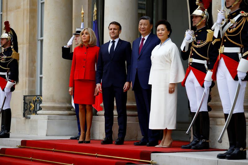 France's Macron welcomes China's Xi at the Elysee Palace in Paris