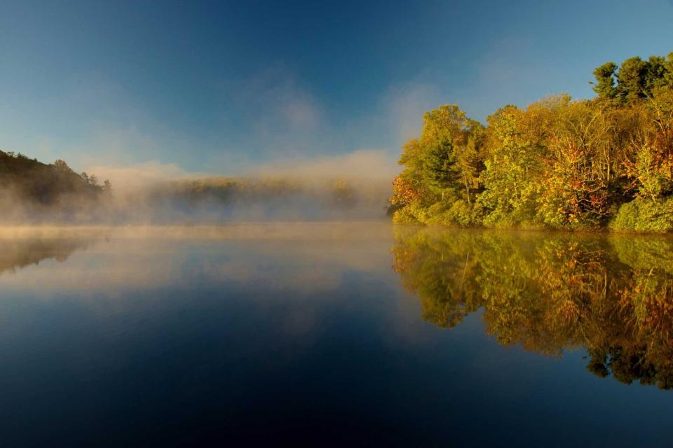 Price Lake on Blue Ridge Parkway in October