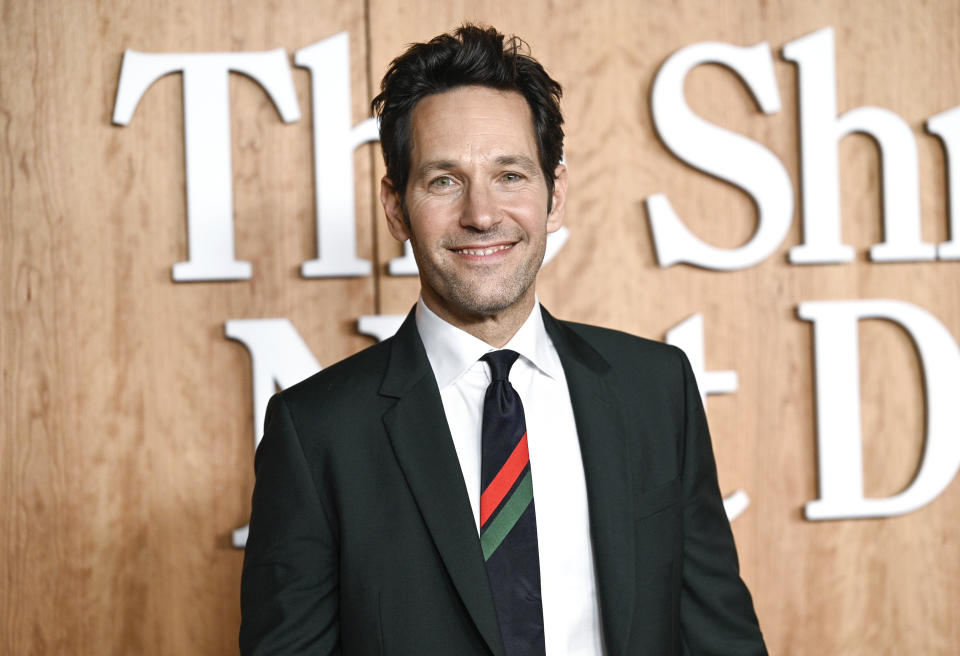 FILE - Actor Paul Rudd attends the premiere of Apple TV's "The Shrink Next Door" at The Morgan Library on Thursday, Oct. 28, 2021, in New York. Rudd has been crowned as 2021’s Sexiest Man Alive by People magazine. Rudd, known for his starring roles in Marvel’s “Ant-Man” films, “This is 40” and the cult classic “Clueless,” was revealed as this year’s winner Tuesday night, Nov. 9 on CBS’ "The Late Show with Stephen Colbert.” (Photo by Evan Agostini/Invision/AP, File)