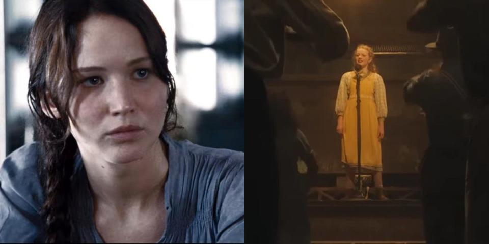 Side by side photos of Katniss Everdeen and Maude Ivory.