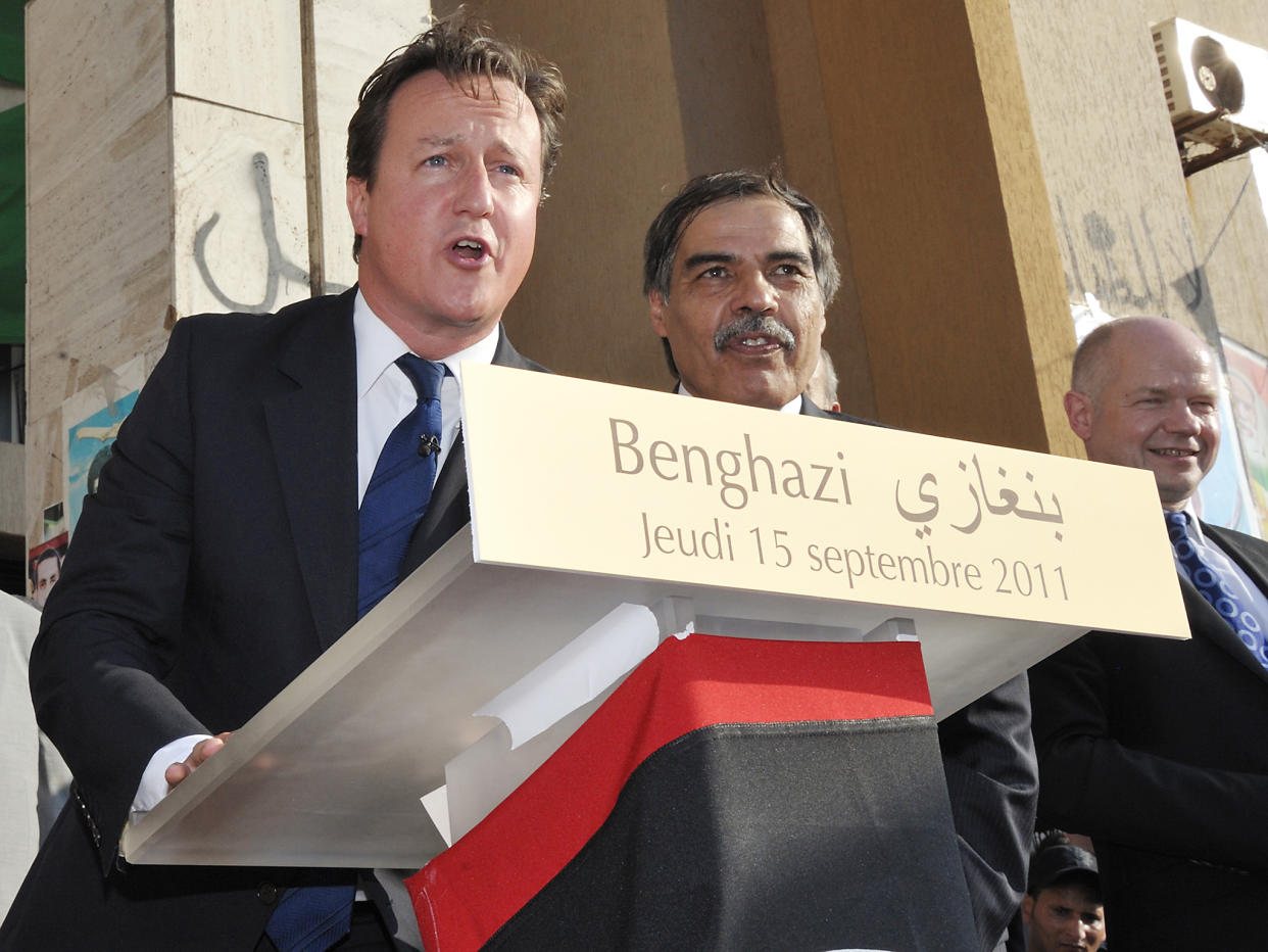 ‘S*** show’: David Cameron told Libyans in 2011, “Britain and France will stand with you as you build your country and build your democracy” following an intervention that was criticised by Barack Obama: Reuters