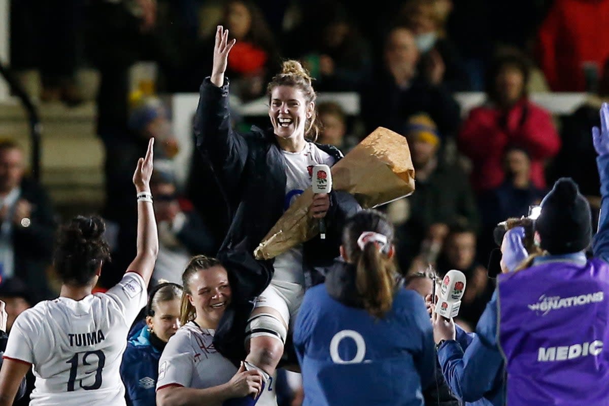 Fond farewell: England captain Sarah Hunter is retiring after the Six Nations win over Scotland in Newcastle  (Action Images via Reuters)