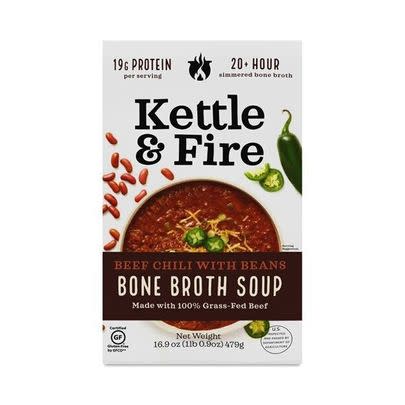 Kettle & Fire beef chili with beans bone broth soup