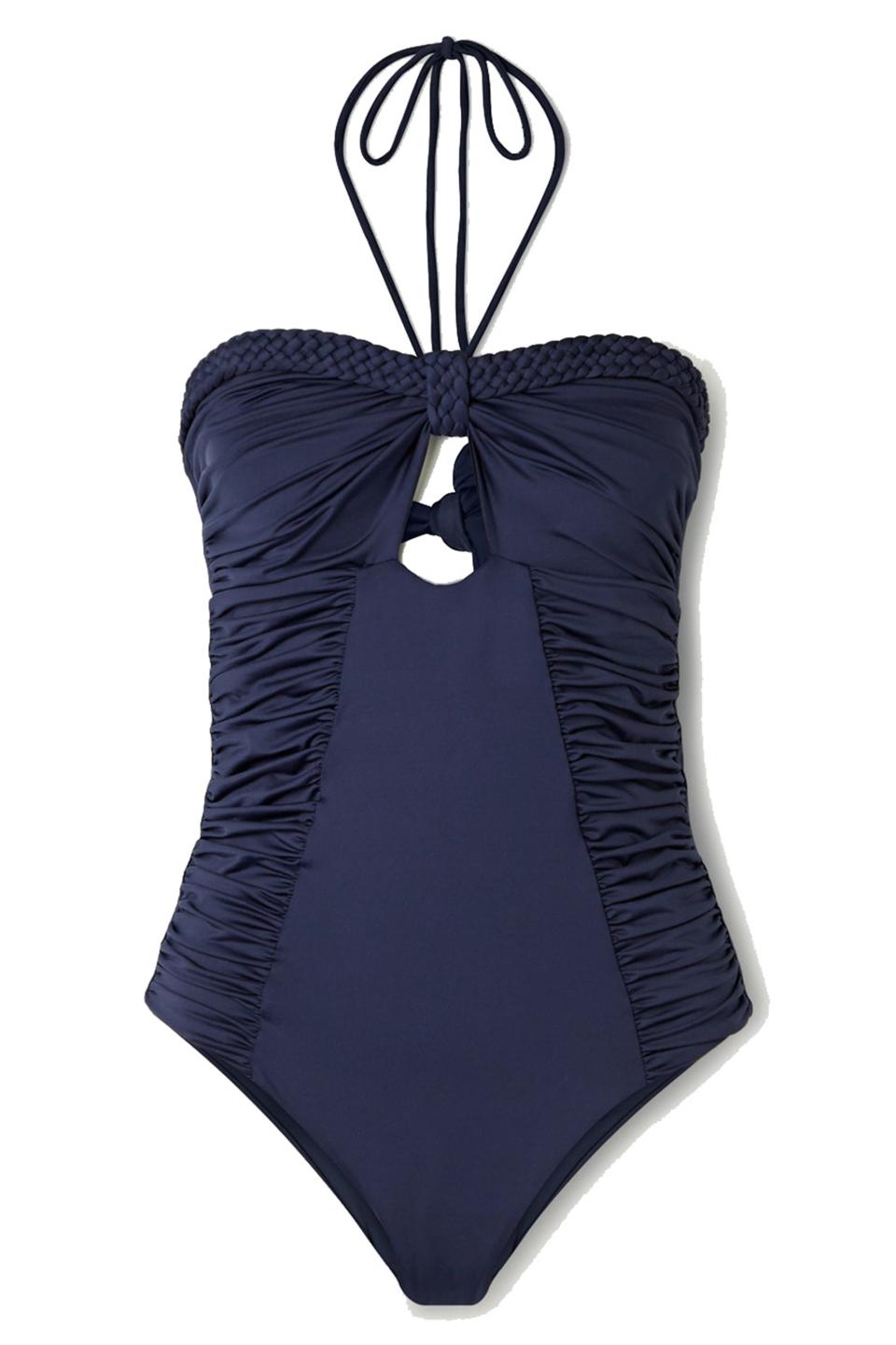 Ruched Halter One-Piece Swimsuit