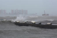 <p>Waves break over a dock as Hurricane Irma slammed across islands in the northern Caribbean on Wednesday, in Fajardo, Puerto Rico, Sept. 6, 2017. (Photo: Alvin Baez/Reuters) </p>