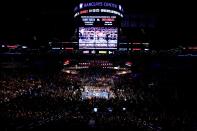 NEW YORK, NY - OCTOBER 20: A general view of the ring as Danny Garcia and Erik Morales exchange punches during their WBA Super, WBC & Ring Magazine Super Lightweight title fight at the Barclays Center on October 20, 2012 in the Brooklyn borough of New York City. (Photo by Alex Trautwig/Getty Images)