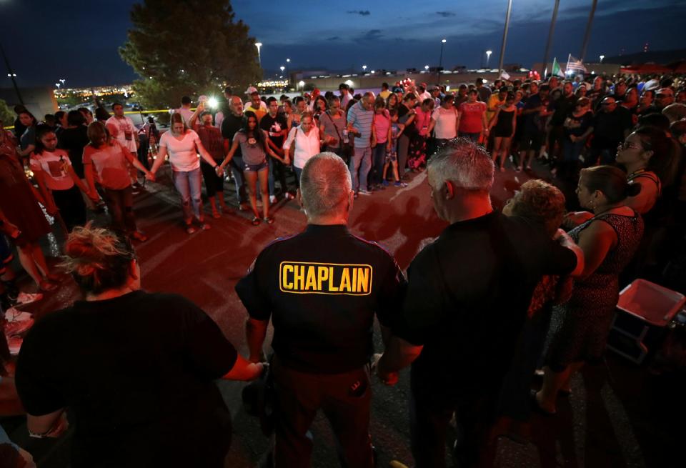 Vigil on Aug. 5, 2019, outside the Walmart where the mass shooting took place in El Paso, Texas.