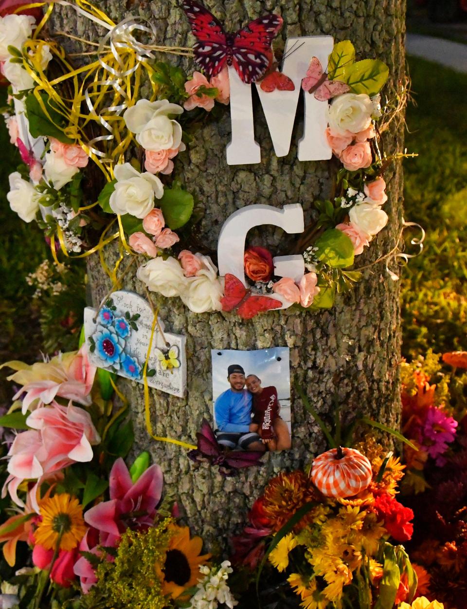 The memorial on Front Street in Melbourne continues to be added to in memory of best friends Megan Grace and Rikki Grace, both killed after being struck by an out-of-control pick up truck.