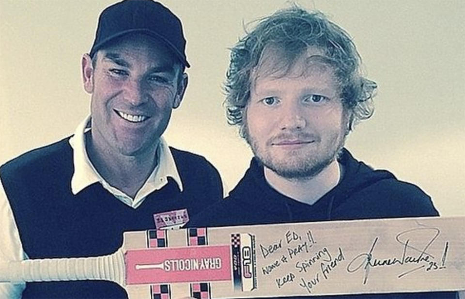 Shane Warne and Ed Sheeran, pictured here before the tragedy.