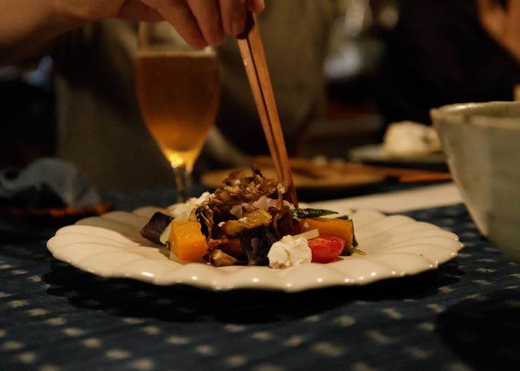 A beautifully presented salad of local vegetables