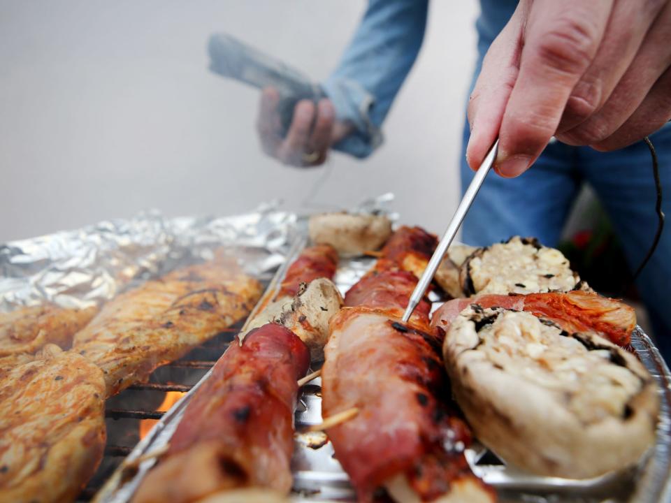meat thermometer on a barbecue