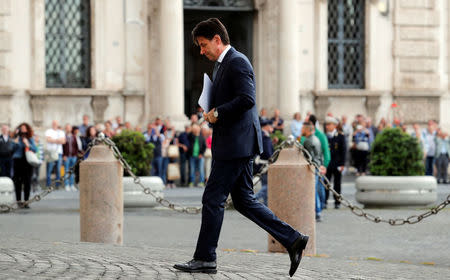 Giuseppe Conte arrives before the consultation with the Italian President Sergio Mattarella at the Quirinal Palace in Rome, Italy, May 23, 2018. REUTERS/Remo Casilli