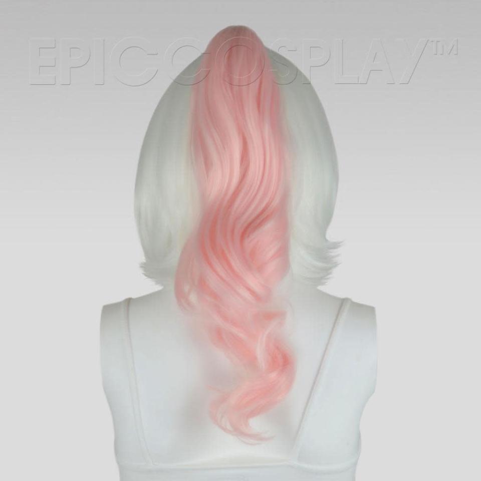 <strong>Epic Cosplay Vanilla Pink Ponytail Clip On</strong><br><br><strong>Epic Cosplay</strong> 20" Fusion Vanilla Pink Wavy Curly Ponytail Clipon, $, available at <a href="https://go.skimresources.com/?id=30283X879131&url=https%3A%2F%2Fwww.epiccosplay.com%2Fproducts%2Fponytail-hairpieces-fusion-vanilla-pink-curly-clip-in-20-inch%3Fvariant%3D16301135233088%26utm_medium%3Dcpc%26utm_source%3Dgoogle%26utm_campaign%3DGoogle%2520Shopping%26gclid%3DCj0KCQjw28T8BRDbARIsAEOMBczcE9sMLuehb5U18C9hfCcxAA_o7rztDT-4XecQI3A2NAQ7mVN2h_QaAl5iEALw_wcB" rel="nofollow noopener" target="_blank" data-ylk="slk:Epic Cosplay" class="link ">Epic Cosplay</a>