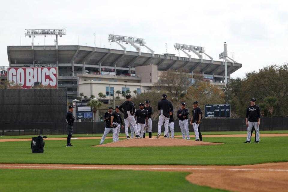 Feb. 16: New York Yankees pitchers participate in spring training workouts at George M. Steinbrenner Field.