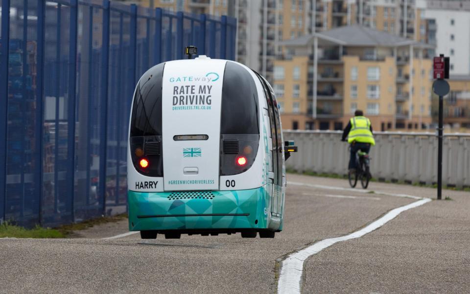 A driverless shuttle test in Greenwich - Credit: Alamy