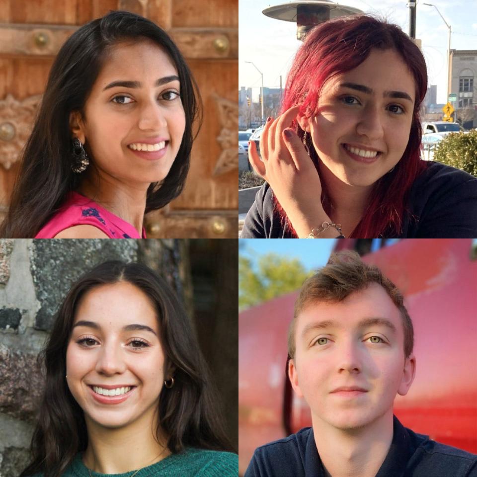 Winners of the 2022 LAFCU Write to Educate Essay Contest are, clockwise from top left, Aanchal Jain, Berelian Karimian, Gavin Isles and Mori Rothhorn.