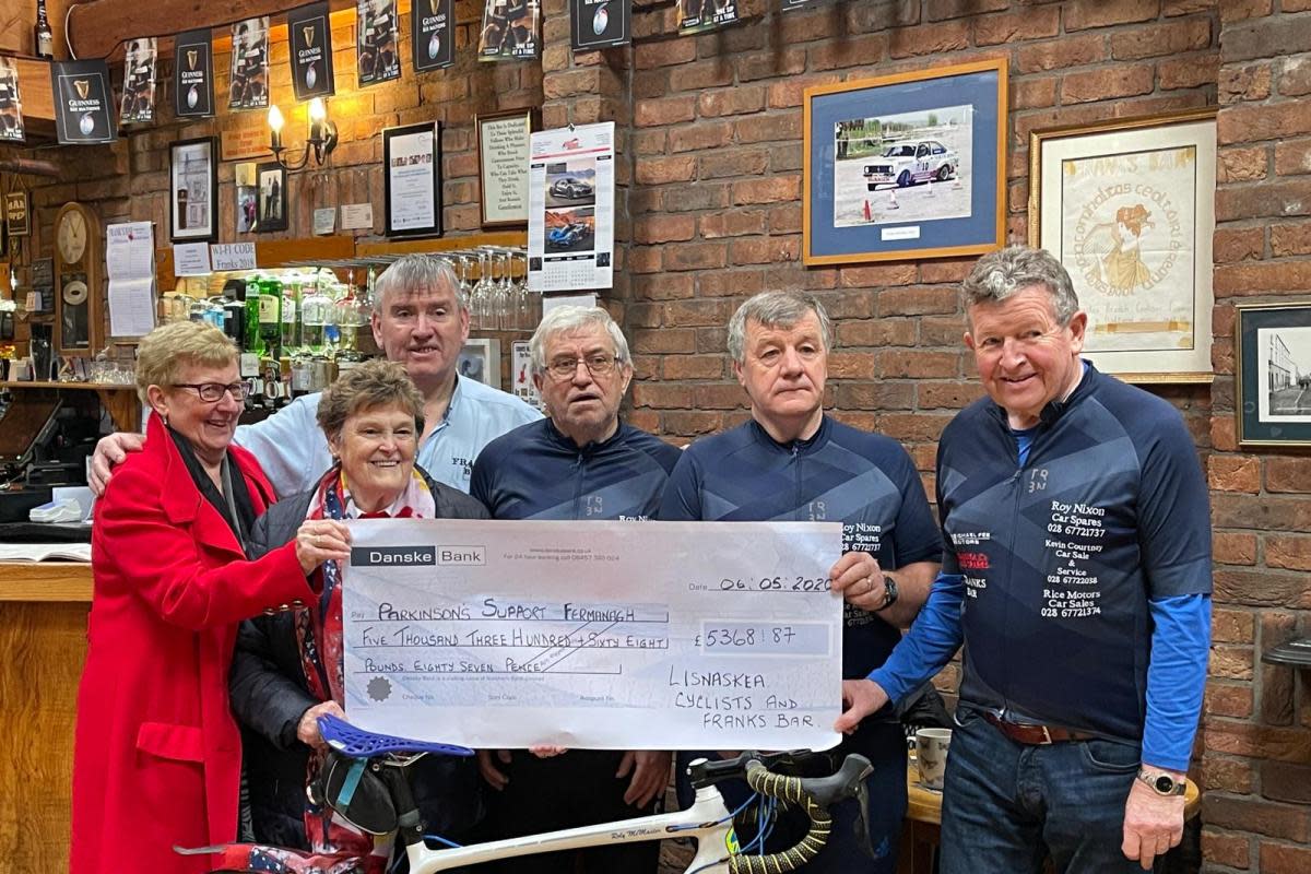 Cyclists in their 60’s and 70’s recently completed a Marathon 100 Mile Cycle Tour of Fermanagh and Leitrim to raise over £5,000 for the Enniskillen-based Fermanagh Parkinson’s Support Group. <i>(Image: Fermanagh Parkinson's Support Group)</i>