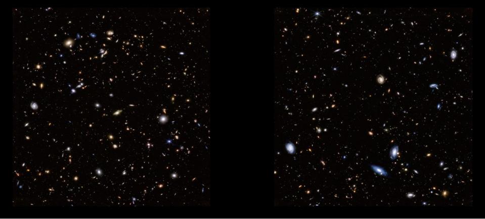 This image of the Hubble Ultra Deep Field was taken by the Near-Infrared Camera on NASA’s James Webb Space Telescope. The Webb image observes the field at depths comparable to Hubble – revealing galaxies of similar faintness – in just one-tenth as much observing time.