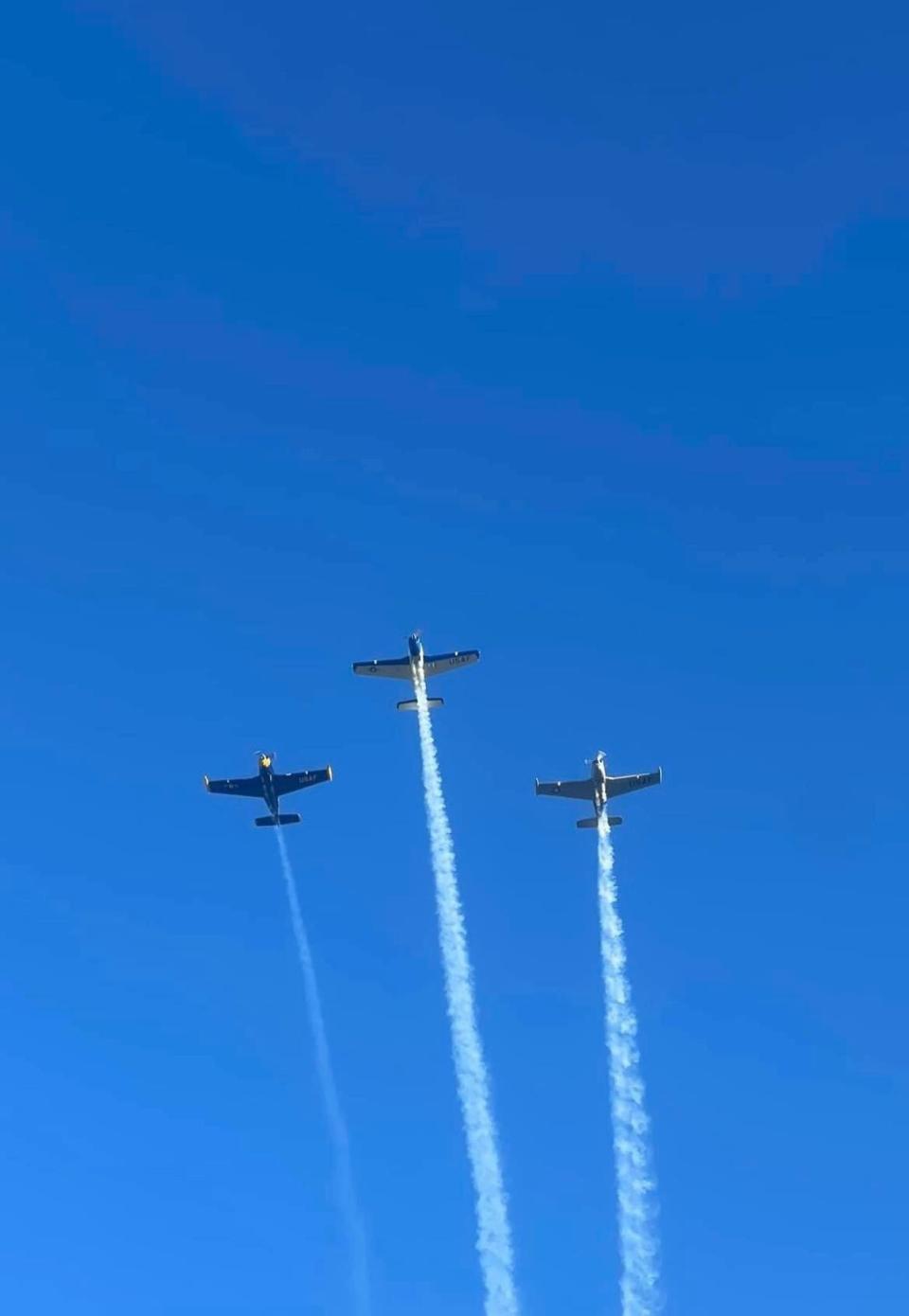 Castle Aviation, based at the Akron-Canton Airport, conducted a military flyover on Saturday evening over the site of Country Fest at Clay's Resort Jellystone Park in Lawrence Township.