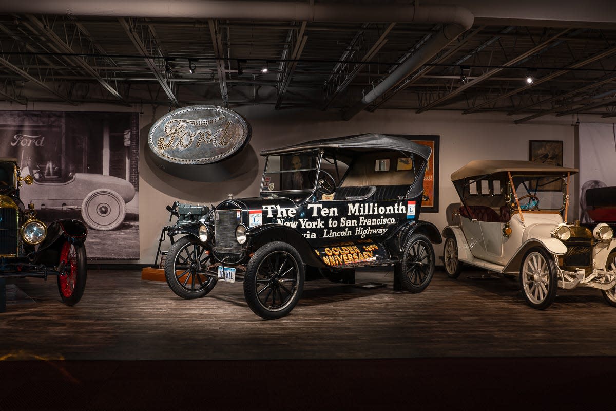 This 1924 Ford Model T, now on display in a Lincoln, Nebraska, museum, has already made two historic cross-country trips by a Davenport dentist. It will begin its third trip from New York City to San Francisco beginning June 1. Two young men from the Iowa City area are among the team members.