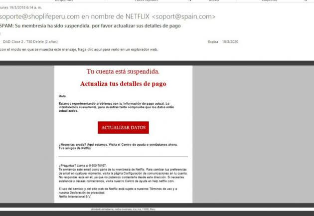 Netflix es uno de los argumentos que usan los estafadores.