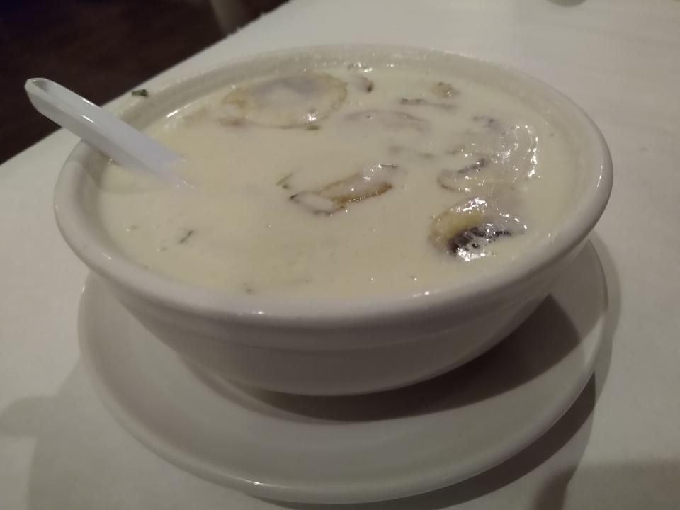 Cilantro's coconut milk soup is made with freshly squeezed lime juice, coconut milk broth, mushroom slices and cherry tomatoes. Diners have a choice of chicken or tofu.